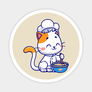 Cute Cat Chef Cooking Cartoon Magnet